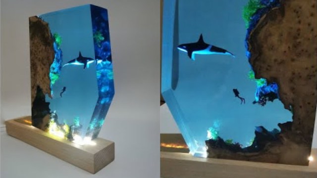 Shark Resin Night Light, Wood Resin Lamp Smartyleowl, Resin Lamp, Wood Resin  Lamp, Resin Diorama