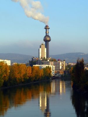 A district heating plant in Vienna, Austria.