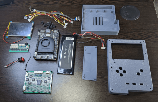 A disassembled Game Boy-shaped Hackintosh