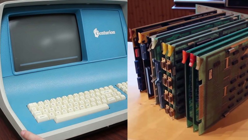 A vintage computer terminal next to a bank of computer cards