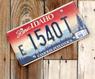 An Idaho License plate: "Famous potatoes"
