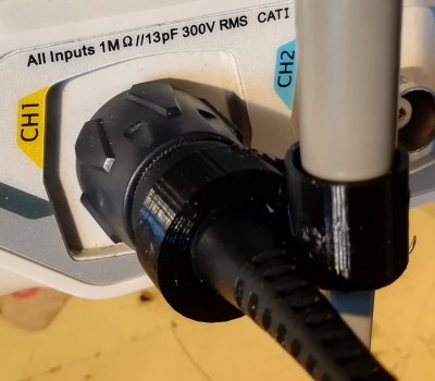Scope probe connector with 3d printed organiser attached.