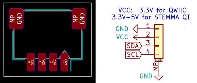 QWIIC and STEMMA QT JST-SH footprint and symbol