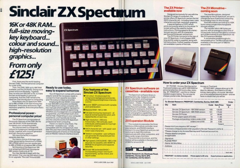 This dual-page advert for the Spectrum could be found across all manner of magazines in 1982.