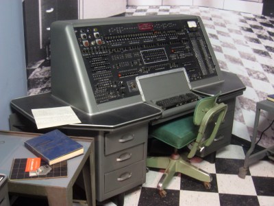 A UNIVAC I operator's console at the Museum of Science in Boston, USA.