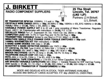 A typical Birkett advert from 1986