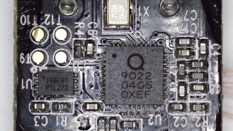 The microcontroller described in the article, on the PCB taken out of the kettle