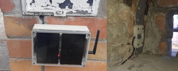 A brick mailbox with a LIDAR sensor mounted inside