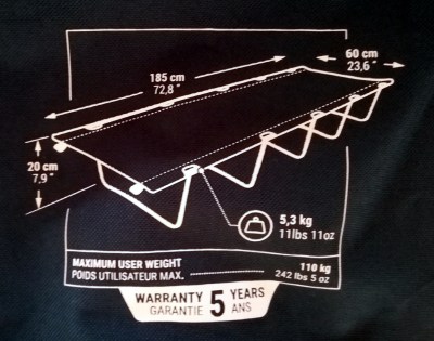 A diagram showing my camp bed