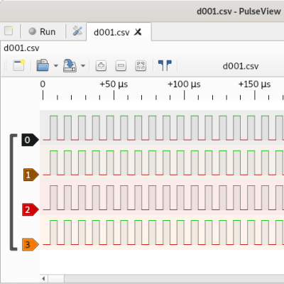 A Pulseview window showing that the problem is not present in the exported captures