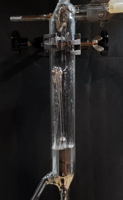 A fountain of liquid metal inside a test tube