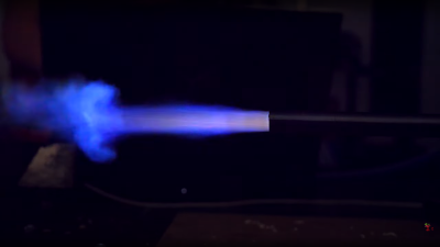 supersonic exhaust plume from a pulsejet engine