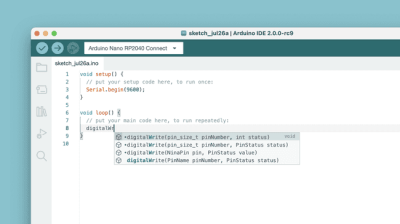 Arduino IDE v2.0 autocomplete example