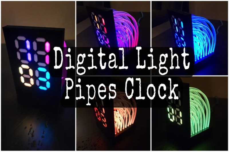Digital Light Pipes Clock various view of seven-segment display using illuminated light-pipes