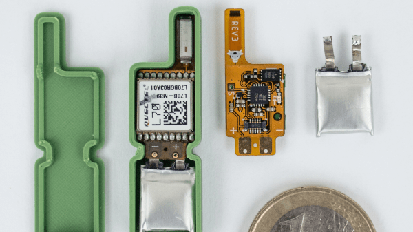 TickTag, a tiny GPS logger with 3d printed case, LiPo battery and a 1 Euro coin for size reference