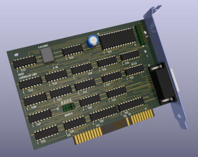 A 3D rendered image of an 8-bit ISA card