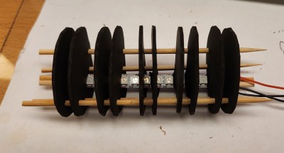 Inside view of the large resistor with WS2812 LEDs and baffle plates