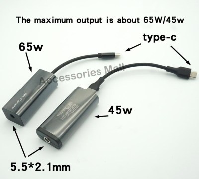 USB Type C Power Converter with 5V, 9V, 12V, 15V & 20V Power Delivery - PD60