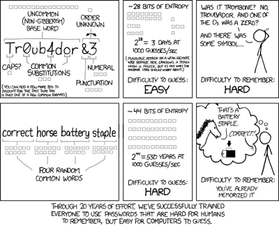 XKCD's suggestion of using four randomly chosen words as a password