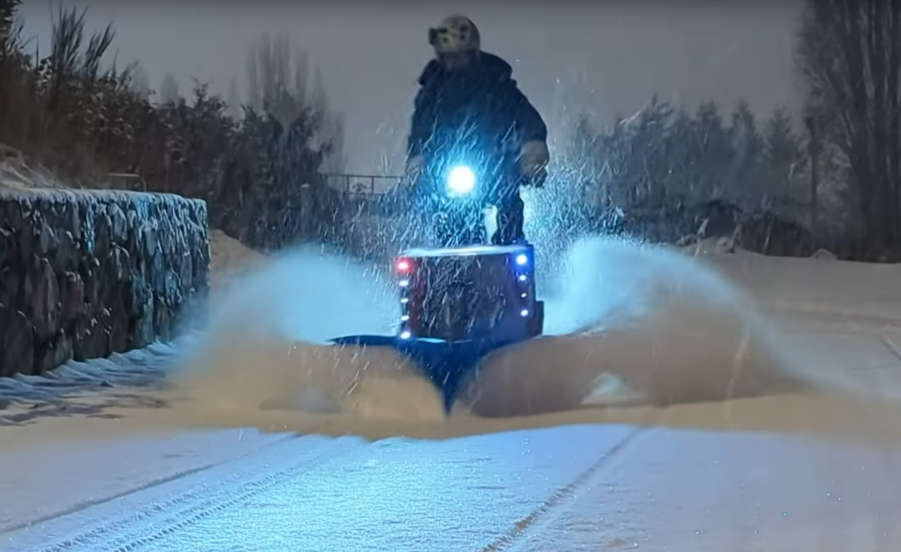 Snow Plowing by Bicycle