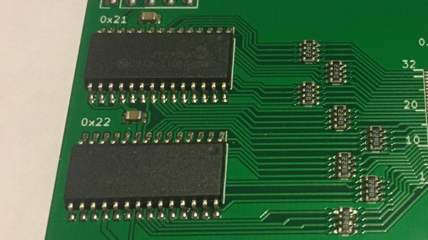 Showing two MCP23017 expanders soldered onto a PCB