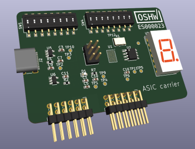 A PCB carrying the Tiny Tapeout chip