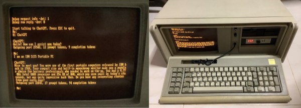 A ChatGPT client running on an IBM Portable PC