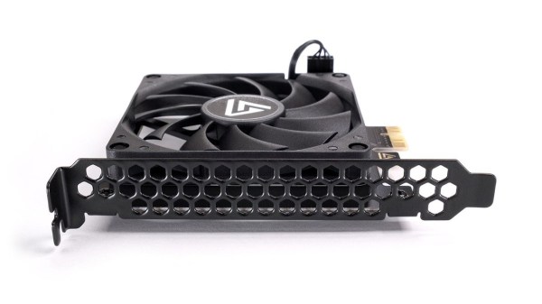 Picture of the PCIce card with a fan attached