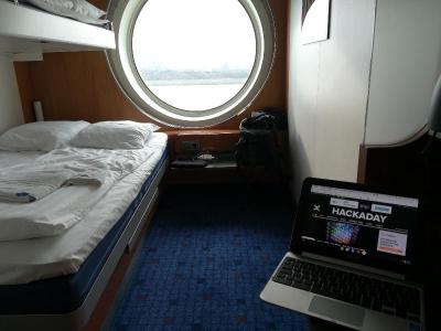 My laptop, in a cabin on the Hoek van Holland to Harwich ferry.