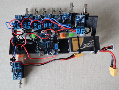 A set of solenoids and an Arduino on a 3D-printed frame