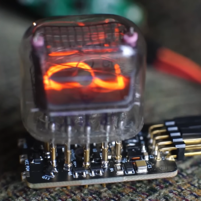 An IN-12B Nixie tube on a compact driver PCB