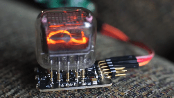 An IN-12B Nixie tube on a compact driver PCB