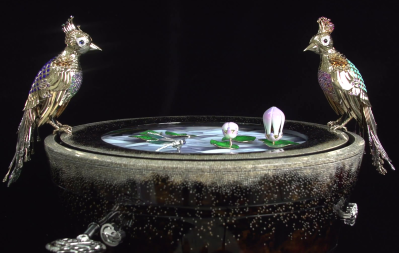 The finished Bird Fountain, with each  it's jewel encrusted exterior pieces