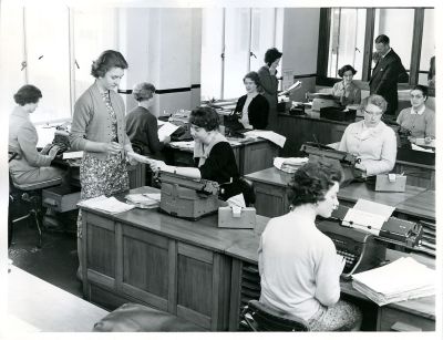 A 1950s office typing pool