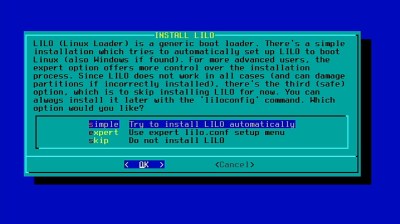 Slackware lilo install screen
