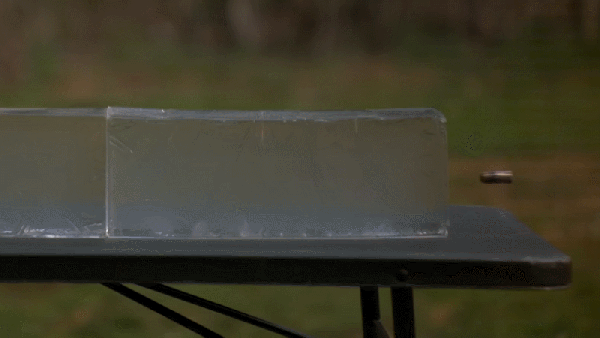 Study of water jet impact on ballistic gel blocks. a Clearly shows