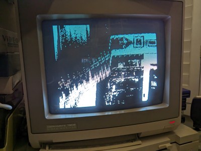 A distorted video image on a C128's monitor