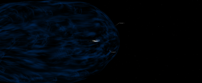 Simulated view of the Voyager probes relative to the solar system and heliopause on August 2, 2018. (Credit: NASA)