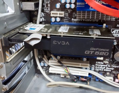 An Nvidia GeForce GT520 graphics card in a PC