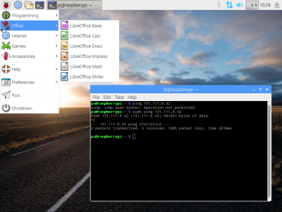 Screenshot of the first i386 Pi desktop