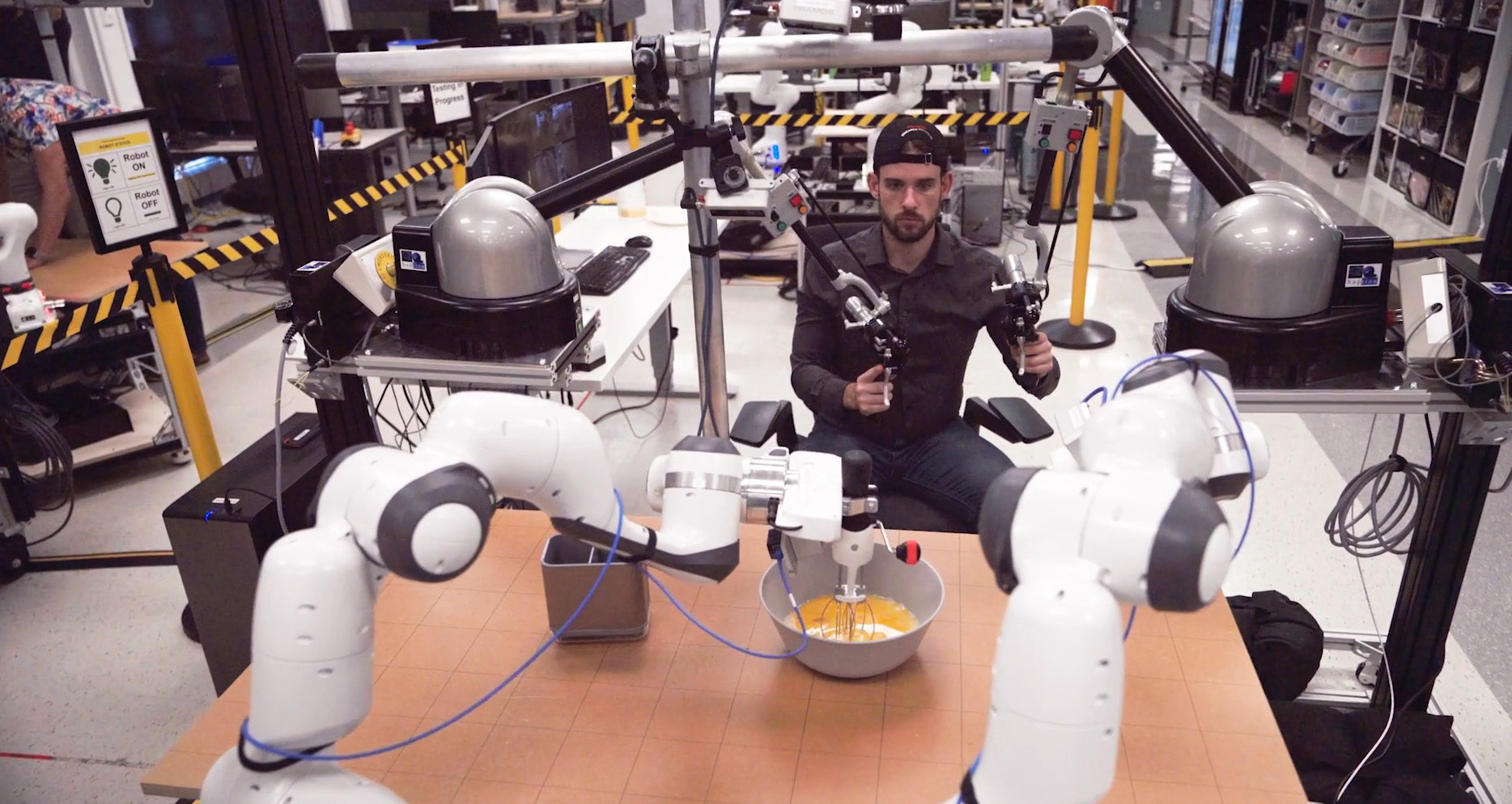 Humans and Balloon Hands Help Bots Make Breakfast