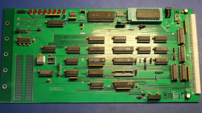 A green circuit board with an 8008 and supporting electronics.
