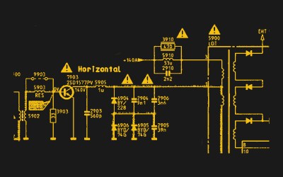 A schematic diagram of a TV horizontal driver.