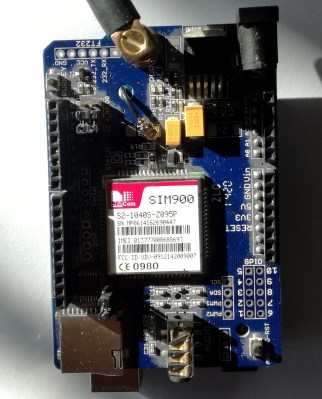 A GSM module on a development board