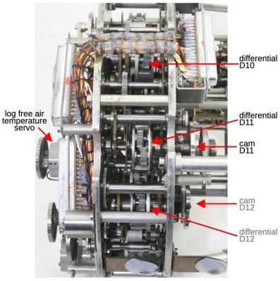 The components that compute log free air temperature. D12 is not part of this equation. (Credit: Ken Shirriff)