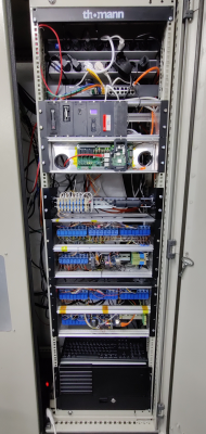 A full sized SCADA rack made from DIN rail mounted off-the-shelf hardware