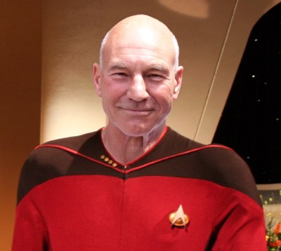 Patrick Stewart, as Captain Jean-Luc Picard. Composite image, via Wikimedia commons.