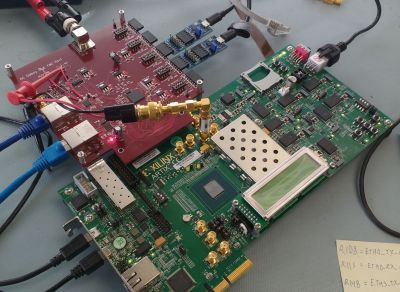 Arty A7-based prototype of SatCat5 with custom switch I/O board. (Credit: The Aerospace Corporation)