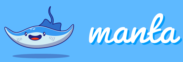 Manta project logo - a manta ray, with cursive 'manta' written next to it