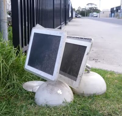 Three abandoned iMac G4s, looking for a loving home... (Credit: Hugh Jeffreys)